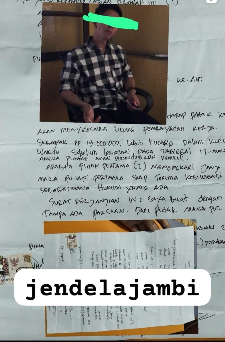 Diduga Menipu Upah Rp19 Juta, Seorang Kontraktor Inisial C Asal Kecamatan Kumun Debai Akan Dilaporkan ke Polres Kerinci