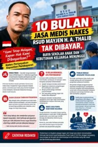 10 Bulan Jasa Medis Nakes RSUD Mayjen H. A. Thalib Belum Dibayar, Aktivis Minta Kejelasan
